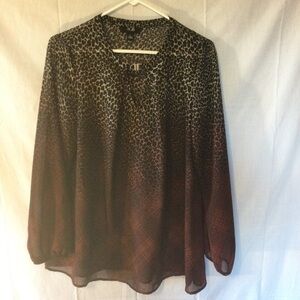 AGB Black and brown Long Sleeve Sheer Top Size L